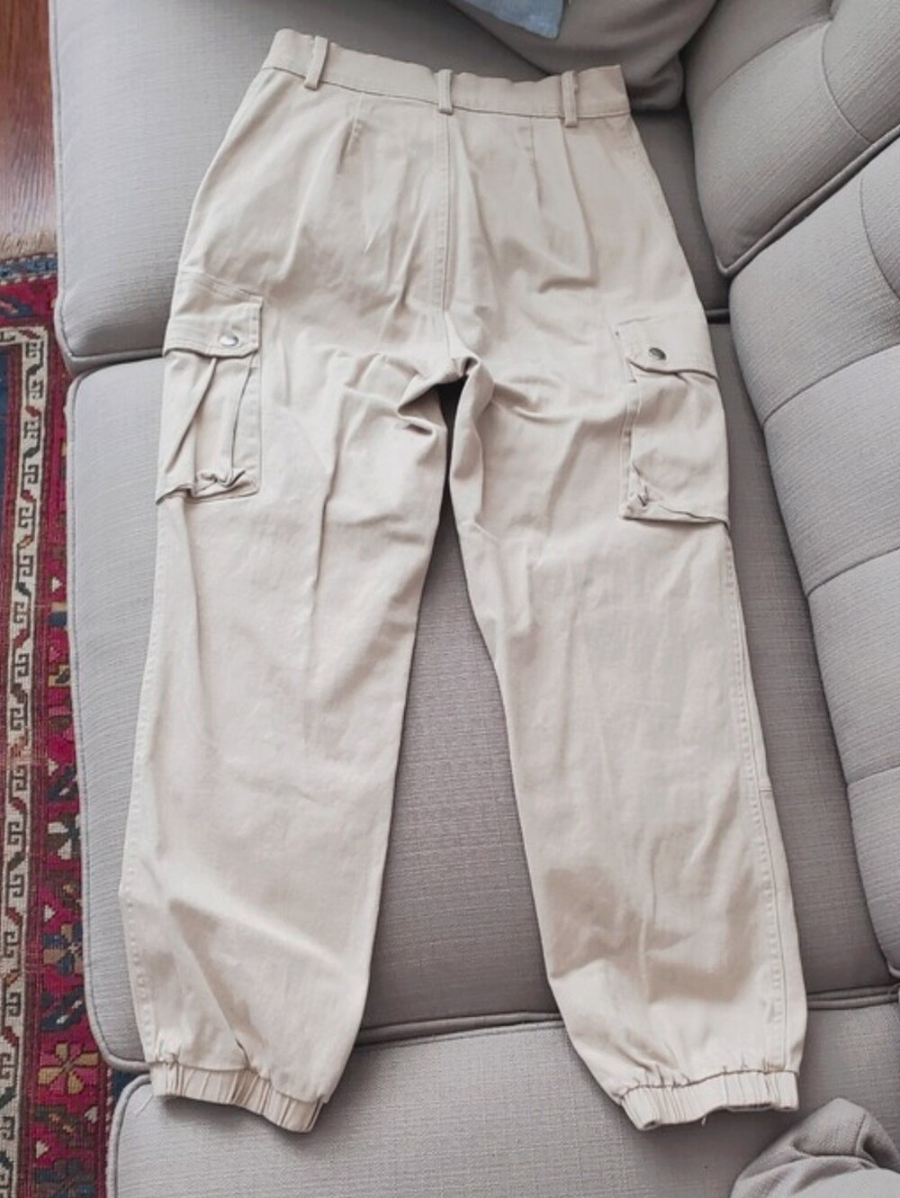 HOT & DELICIOUS Pastel Beige Khaki Utility Cargo Cotton Pants